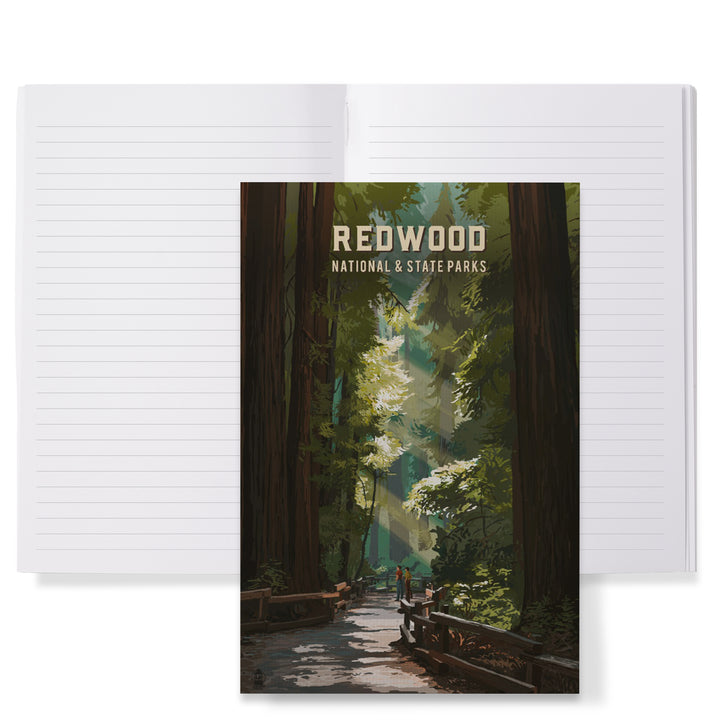 Lined 6x9 Journal, Redwood National and State Parks, California, Painterly National Park Series, Lay Flat, 193 Pages, FSC paper