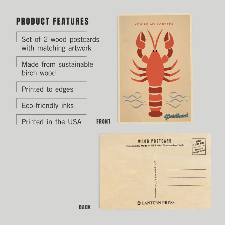 Portland, Maine, You're My Lobster, Color Block, Wood Sign and Postcards
