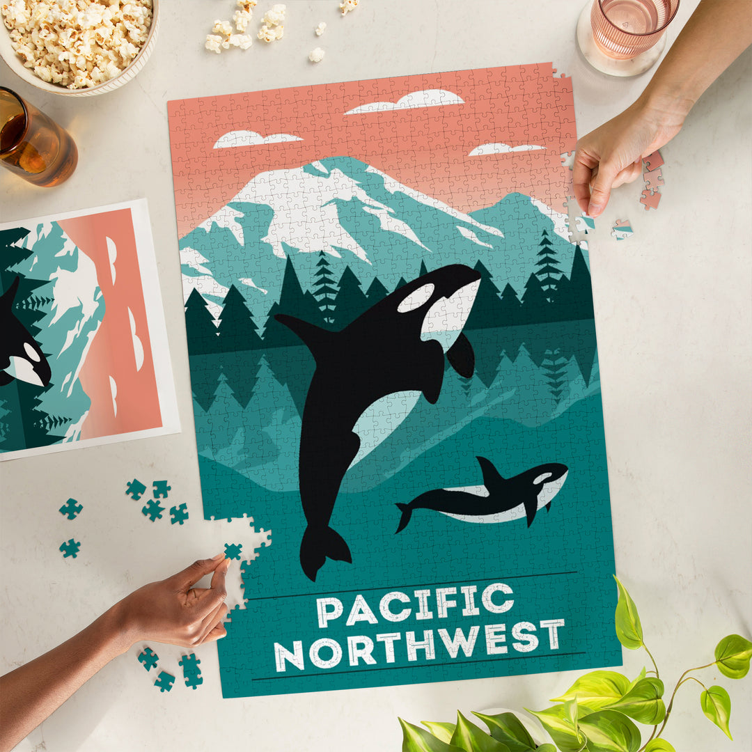 Pacific Northwest, Orca Whale and Calf, Go Freestyle, Jigsaw Puzzle