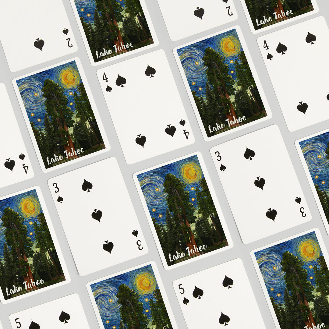Playing Cards, Lake Tahoe, California, Starry Night Series, 52 Card Deck with Jokers in Box, Unique Art