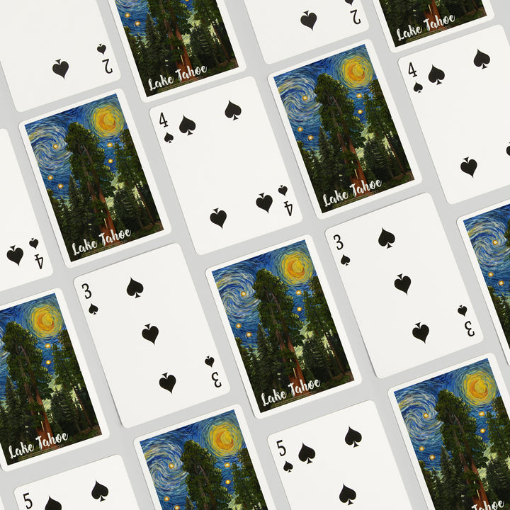 Playing Cards, Lake Tahoe, California, Starry Night Series, 52 Card Deck with Jokers in Box, Unique Art