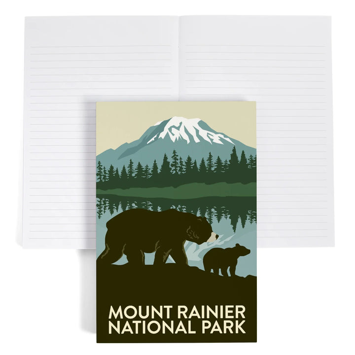 Lined 6x9 Journal, Mount Rainier National Park, Washington, Bears, Lay Flat, 193 Pages, FSC paper