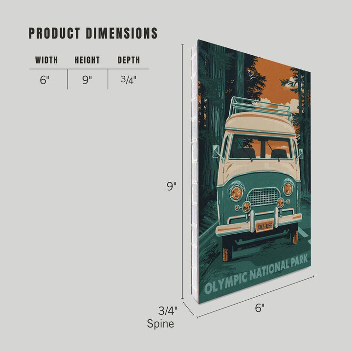 Lined 6x9 Journal, Olympic National Park, Letterpress, Camper Van, Lay Flat, 193 Pages, FSC paper