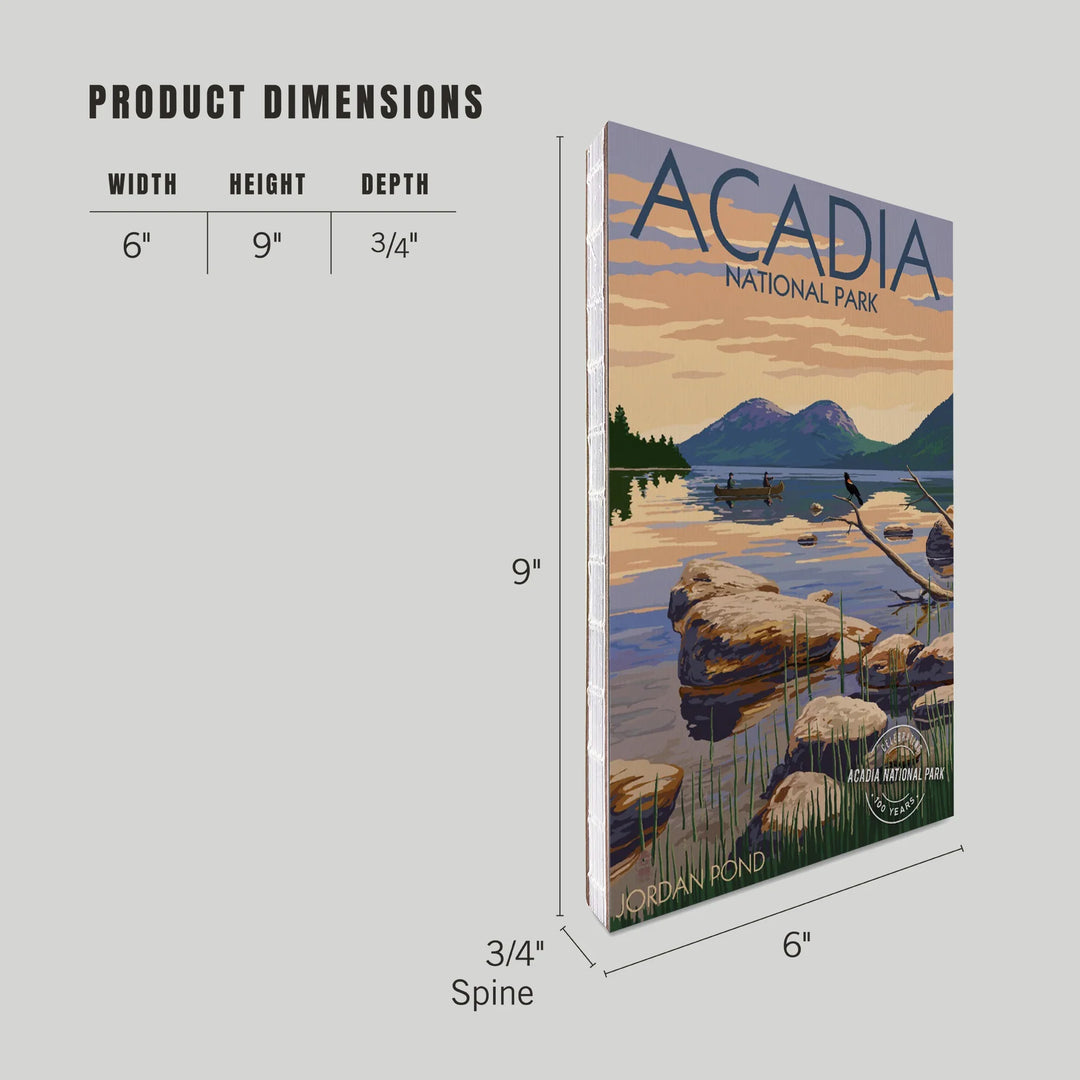 Lined 6x9 Journal, Acadia National Park, Maine, Celebrating 100 Years, Jordan Pond, Lay Flat, 193 Pages, FSC paper