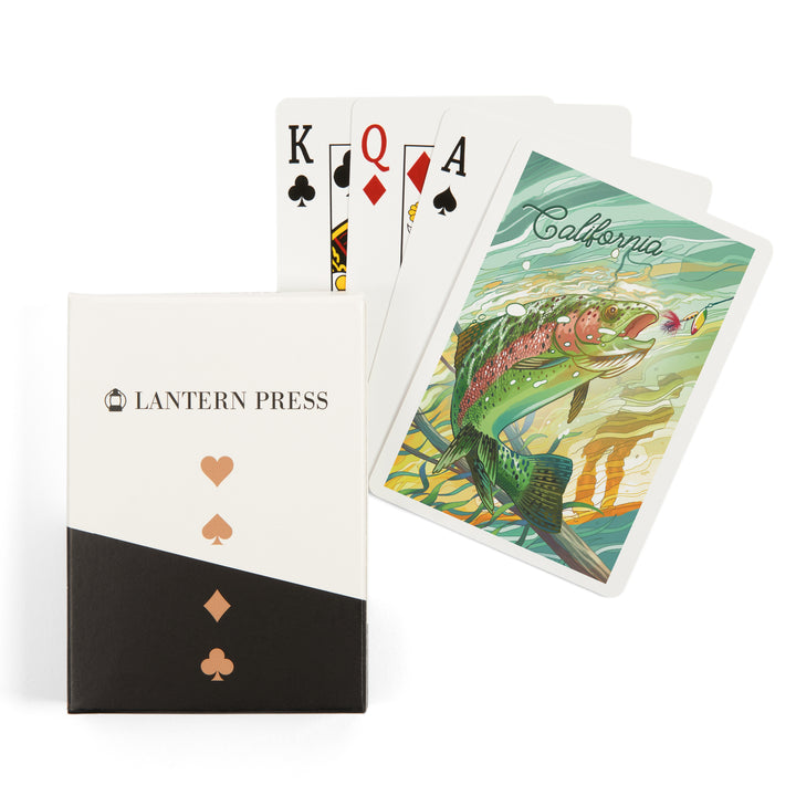 Playing Cards, California, Fishing, Underwater Trout, 52 Card Deck with Jokers in Box, Unique Art