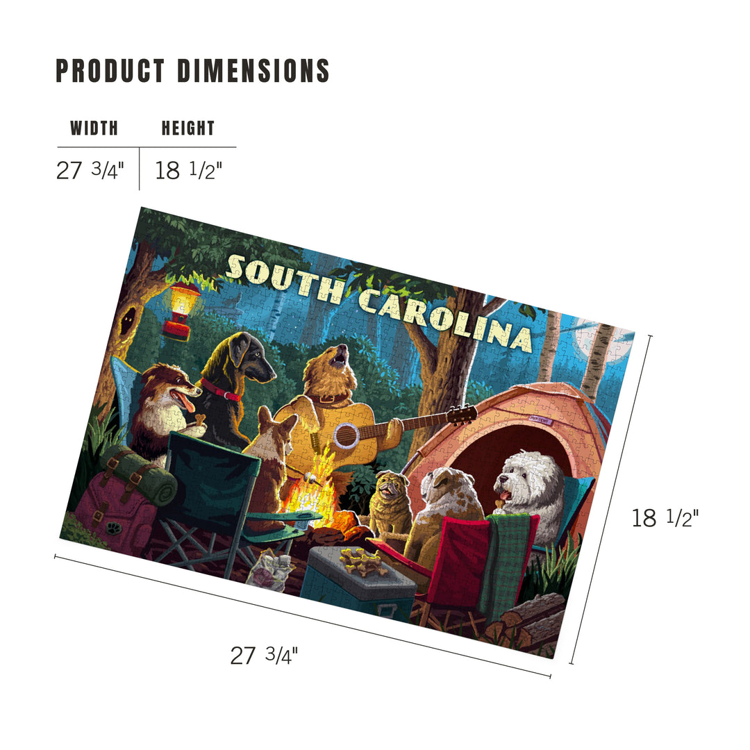 South Carolina, Painterly, Pack Life, Dogs Around Campfire, Jigsaw Puzzle