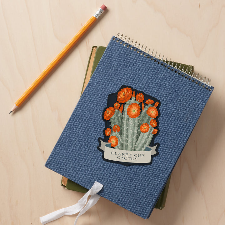 Vintage Flora Noir, Claret Cup Cactus, Vinyl Sticker