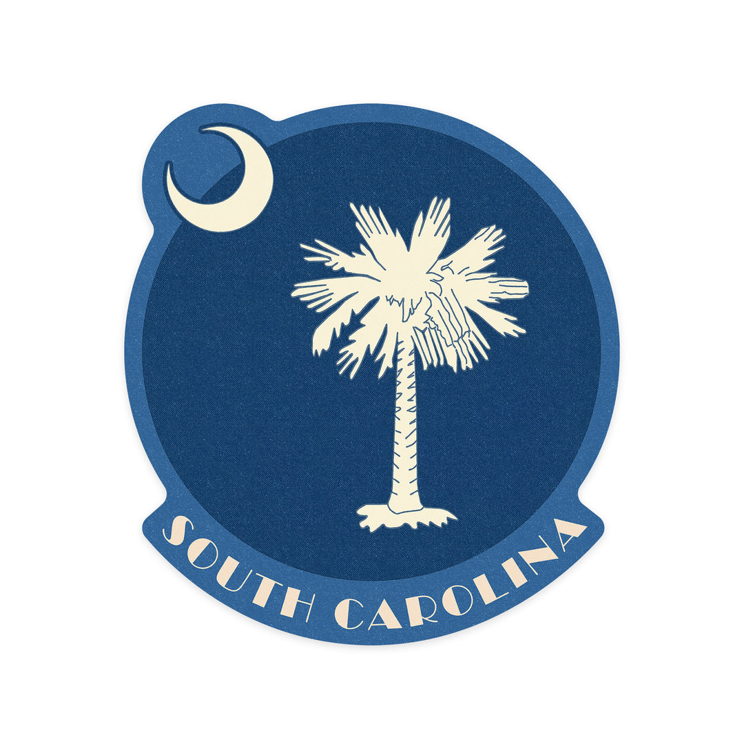 South Carolina, State Flag, Letterpress, Contour, Vinyl Sticker