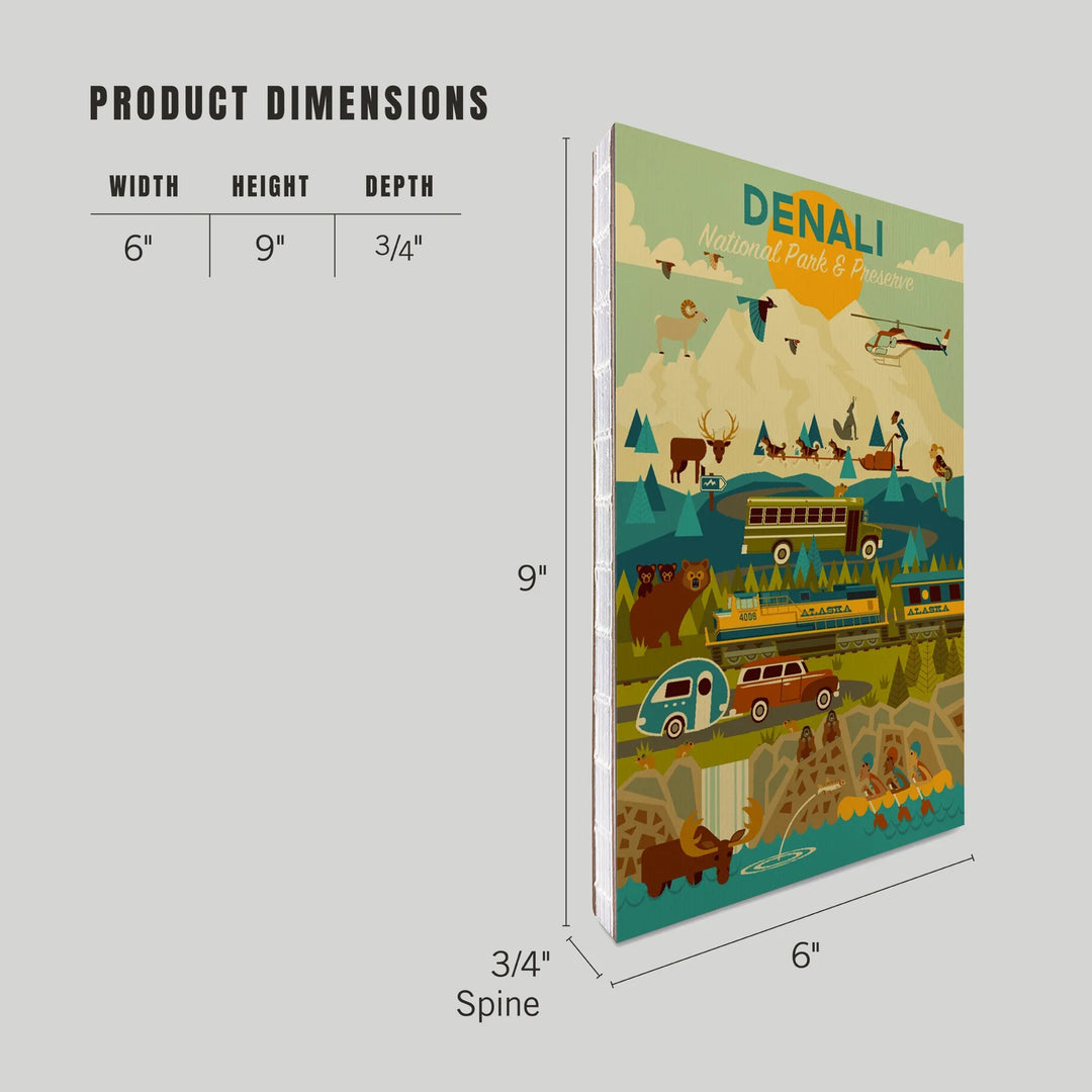 Lined 6x9 Journal, Denali National Park and Preserve, Geometric National Park Series, Lay Flat, 193 Pages, FSC paper