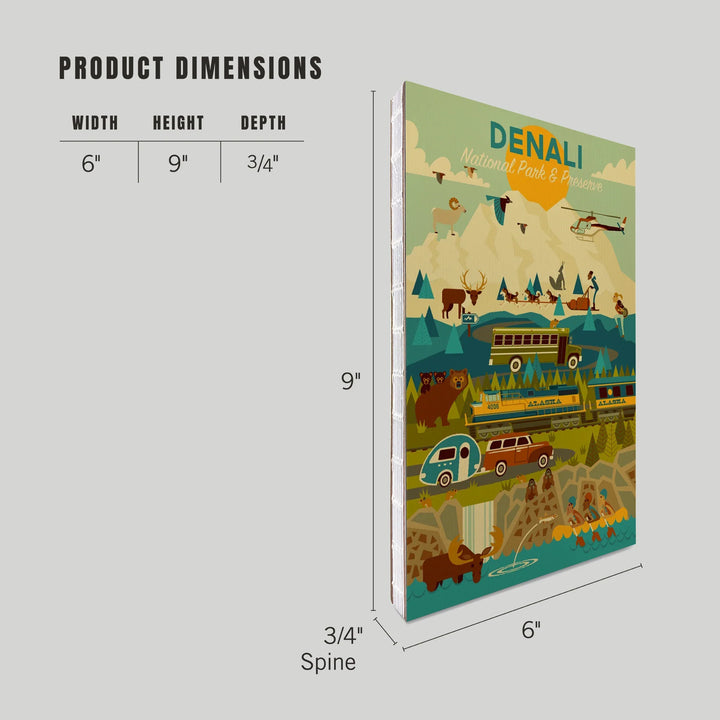 Lined 6x9 Journal, Denali National Park and Preserve, Geometric National Park Series, Lay Flat, 193 Pages, FSC paper