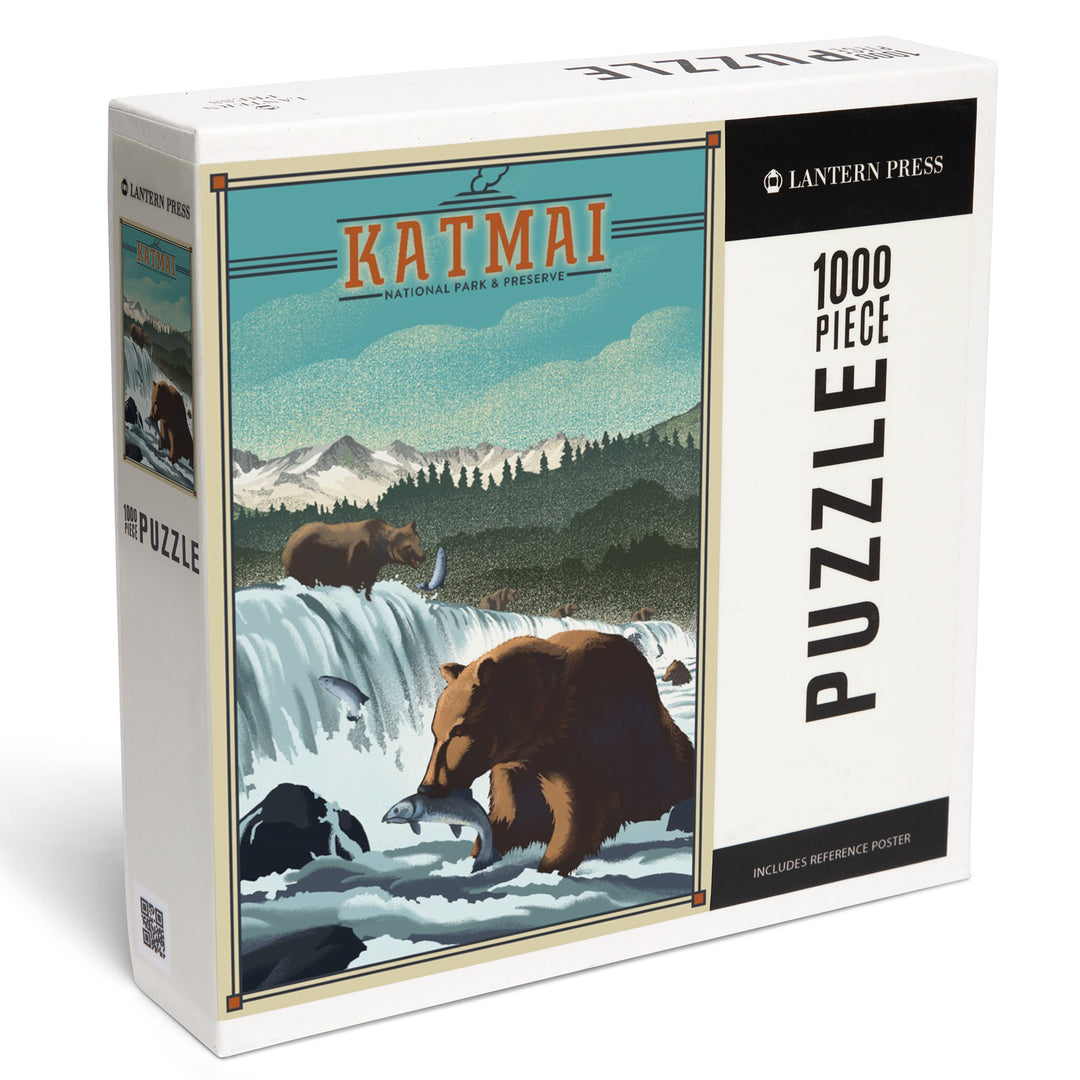 Katmai National Park and Preserve, Alaska, Lithograph, 1000 Piece Jigsaw Puzzle