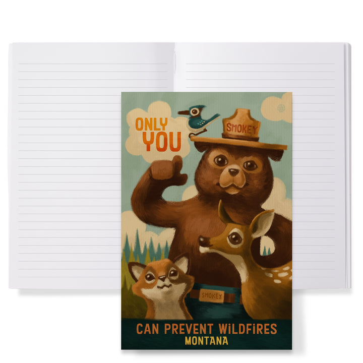 Lined 6x9 Journal, Montana, Smokey Bear, Only You, Oil Painting, Lay Flat, 193 Pages, FSC paper