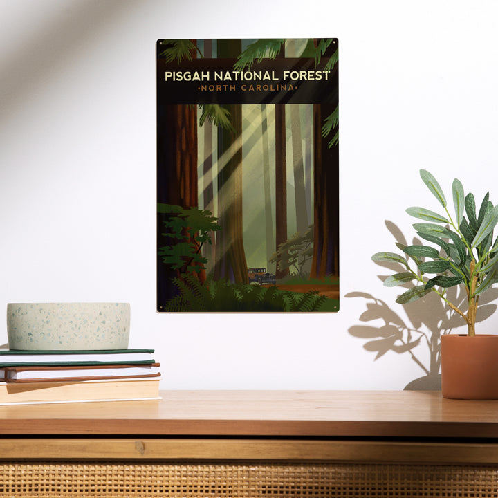 Pisgah National Forest, North Carolina, Redwood Forest, Lithograph, Wood Sign and Postcards