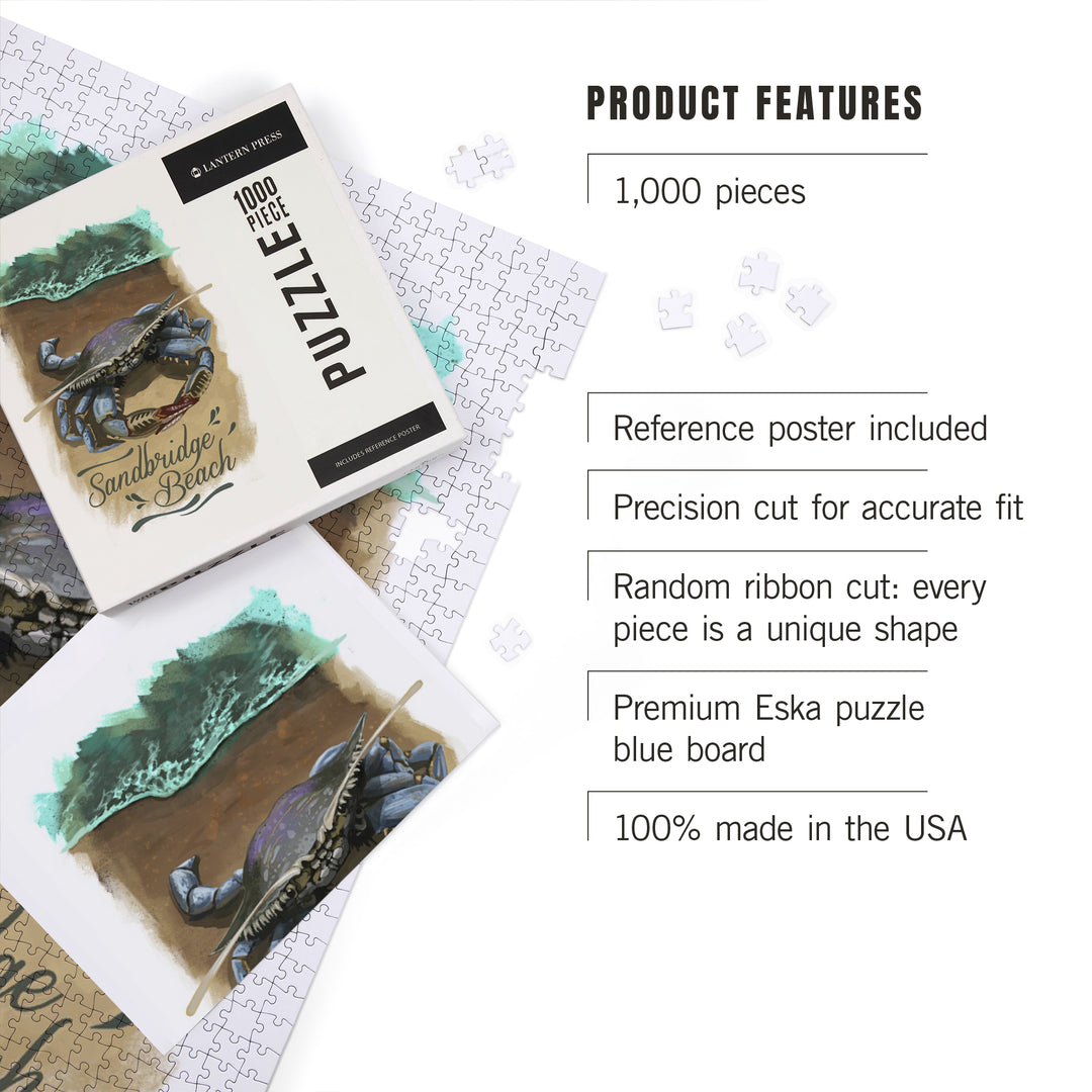 Norfolk, Virginia, Watercolor, Blue Crab, 1000 Piece Jigsaw Puzzle