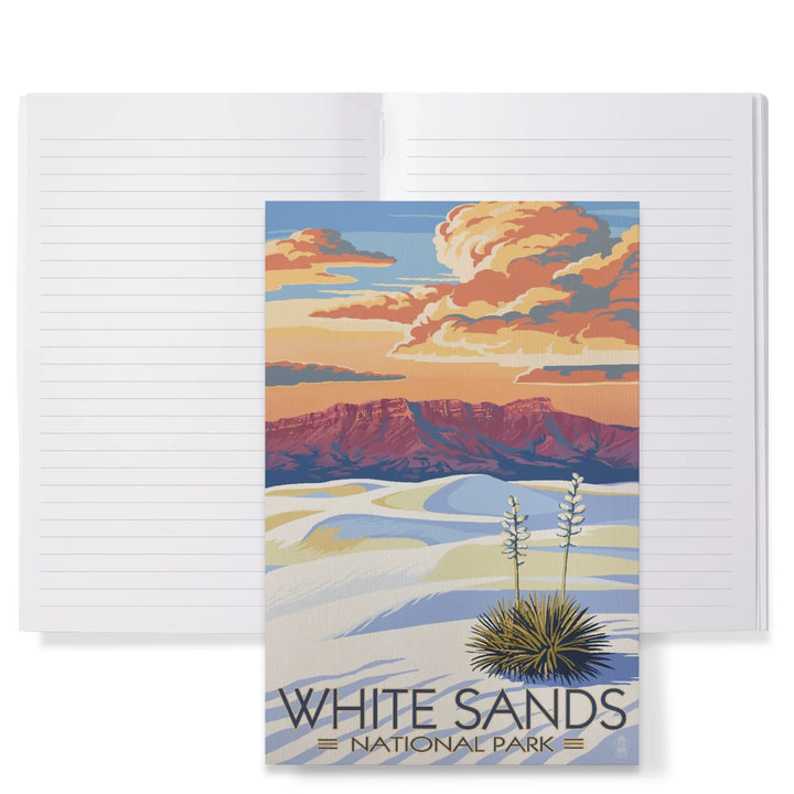 Lined 6x9 Journal, White Sands National Park, New Mexico, Sunset Scene, Lay Flat, 193 Pages, FSC paper