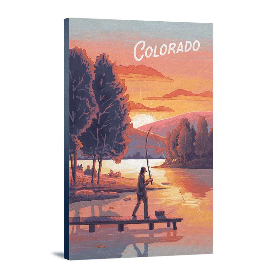 Colorado, This is Living, Fishing with Hills, Stretched Canvas - Lantern Press