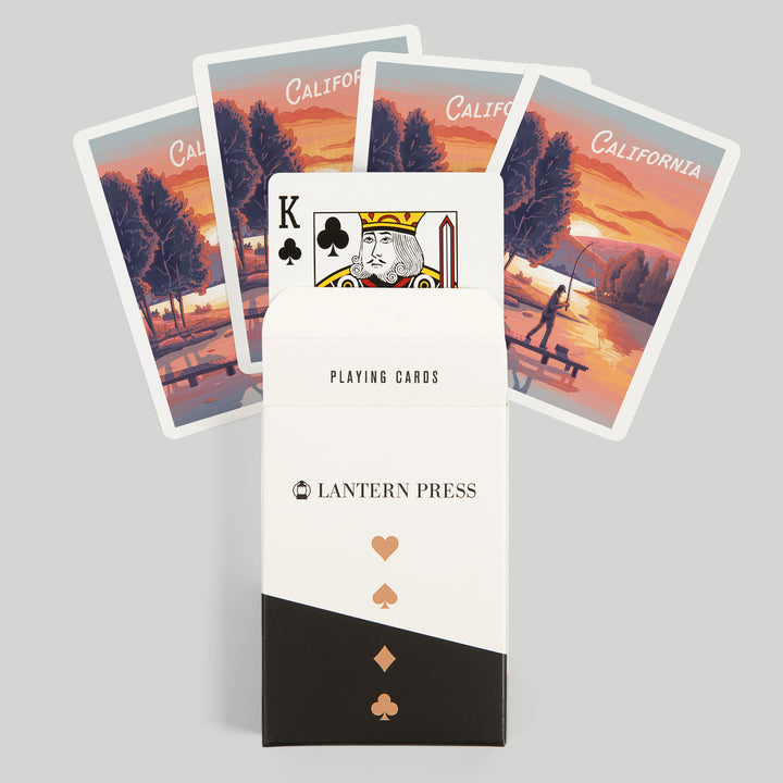 Playing Cards, California, This is Living, Fishing, 52 Card Deck with Jokers in Box, Unique Art