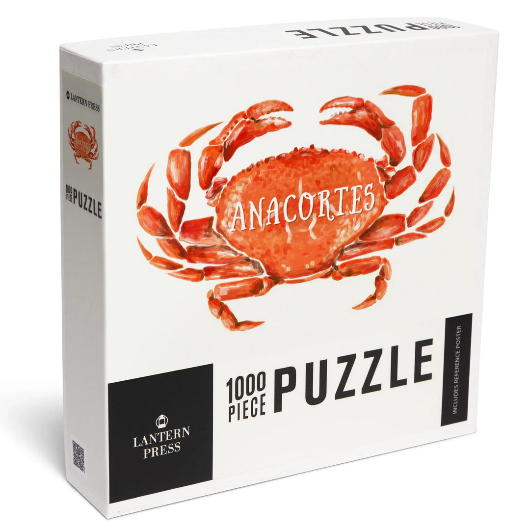 Anacortes, Washington, Watercolor, Dungeness Crab, 1000 Piece Jigsaw Puzzle