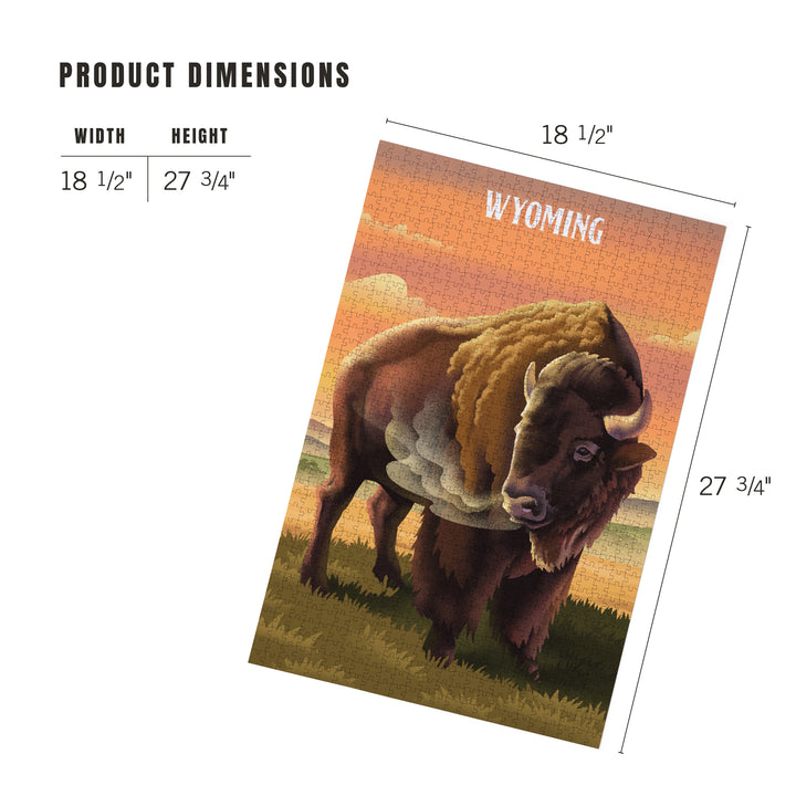 Wyoming, Lithograph Wildlife Series, Bison, Jigsaw Puzzle