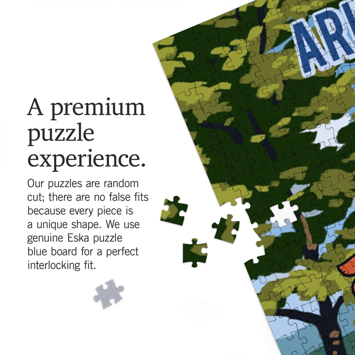 Arkansas, Signpost, Lake and Flowers, Jigsaw Puzzle
