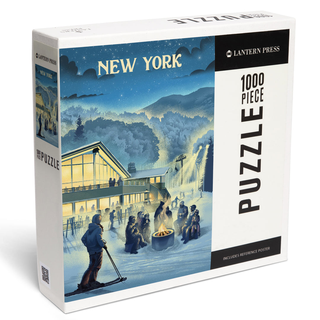 New York, Lithograph, Snow Lodge, 1000 Piece Jigsaw Puzzle