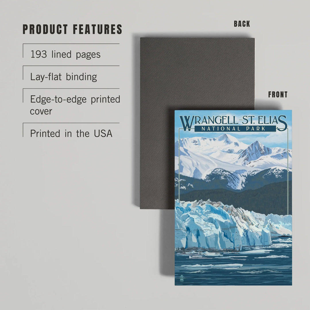 Lined 6x9 Journal, Wrangell, St. Elias National Park, Alaska, Glacier, Lay Flat, 193 Pages, FSC paper