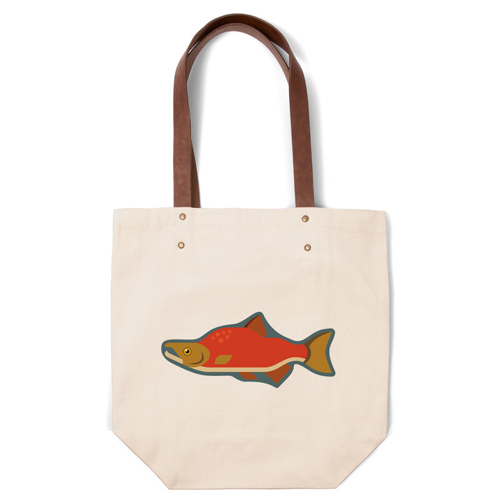 Salmon, Geometric, Contour, Lantern Press Artwork, Accessory Go Bag