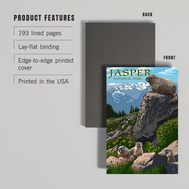 Lined 6x9 Journal, Jasper National Park, Canada, Marmots, Painterly, Lay Flat, 193 Pages, FSC paper