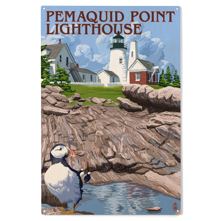 Maine, Pemaquid Lighthouse, Wood Sign and Postcards