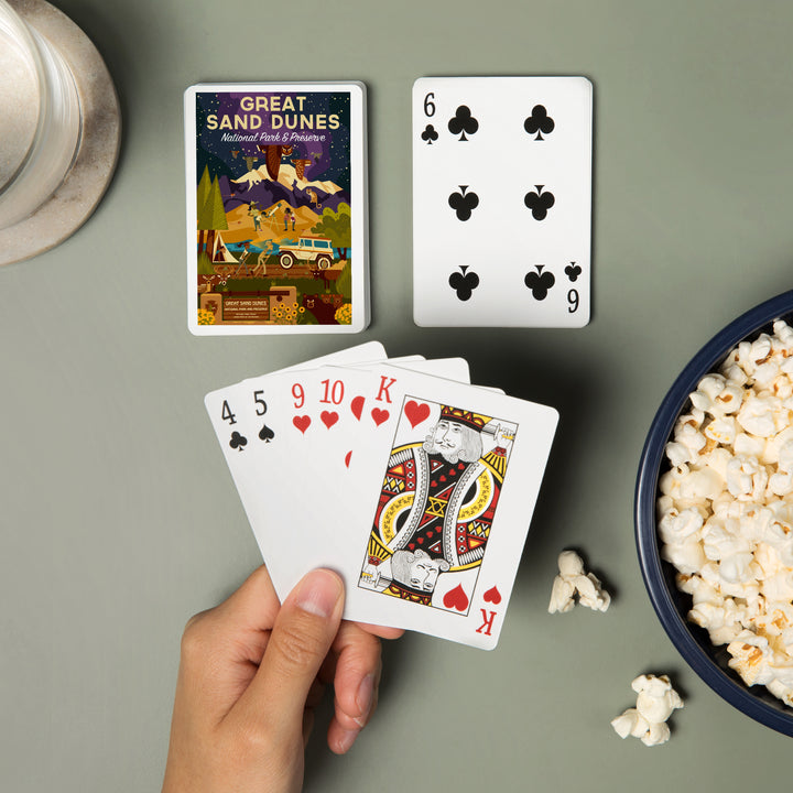 Playing Cards, Great Sand Dunes National Park and Preserve, Colorado, Geometric Night Scene, 52 Card Deck with Jokers in Box, Unique Art