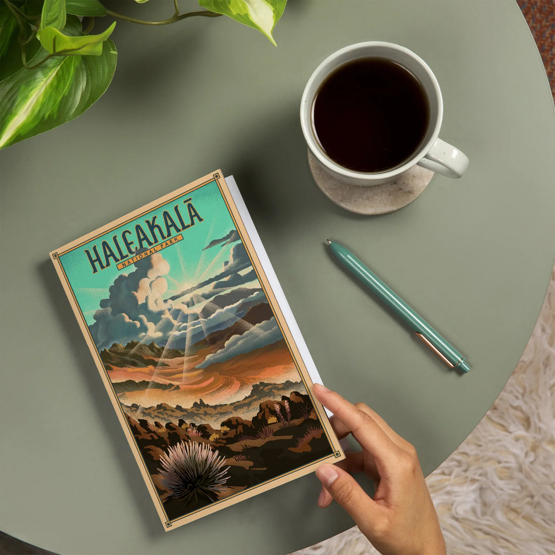 Lined 6x9 Journal, Haleakalā National Park, Lithograph National Park Series, Lay Flat, 193 Pages, FSC paper