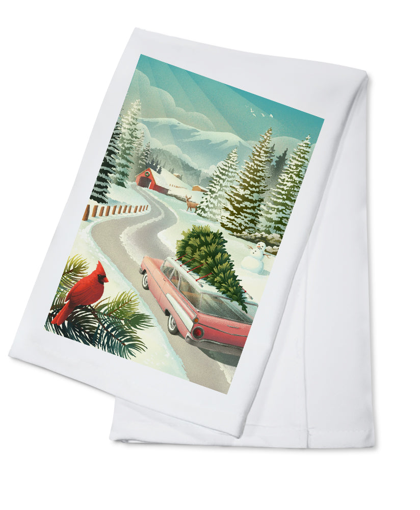 Holiday Tradition, Christmas Tree Farm, Organic Cotton Kitchen Tea Towels