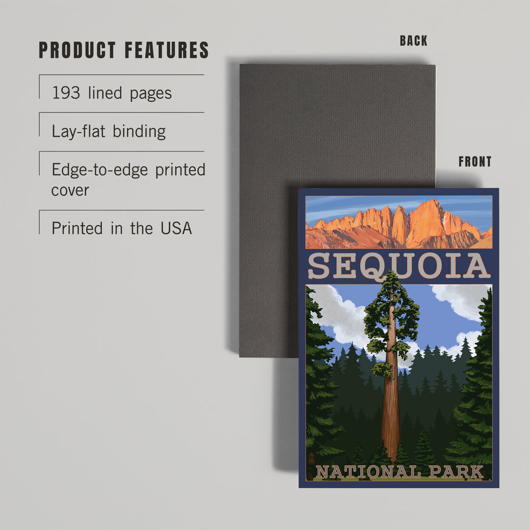 Lined 6x9 Journal, Sequoia National Park, California, Sequoia Tree and Palisades, Lay Flat, 193 Pages, FSC paper