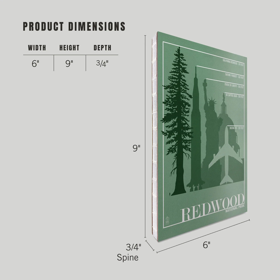 Lined 6x9 Journal, Redwood National Park, Redwood Relative Sizes, Lay Flat, 193 Pages, FSC paper