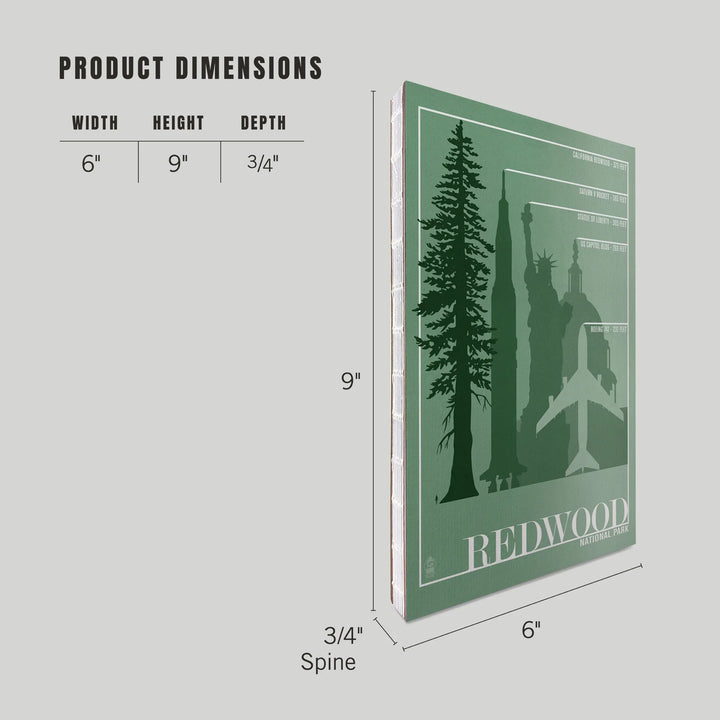 Lined 6x9 Journal, Redwood National Park, Redwood Relative Sizes, Lay Flat, 193 Pages, FSC paper