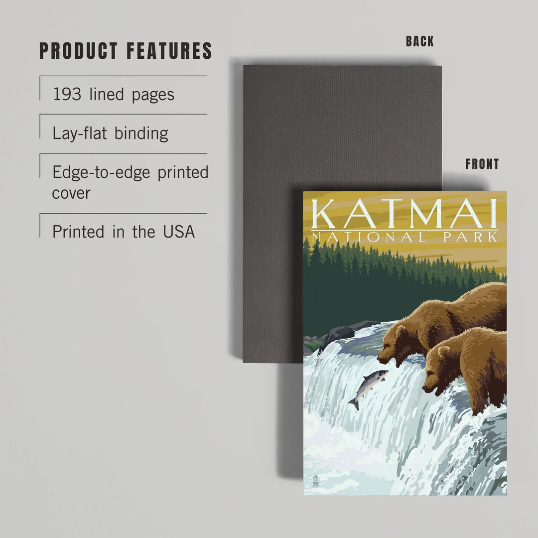 Lined 6x9 Journal, Katmai National Park, Alaska, Bears, Lay Flat, 193 Pages, FSC paper