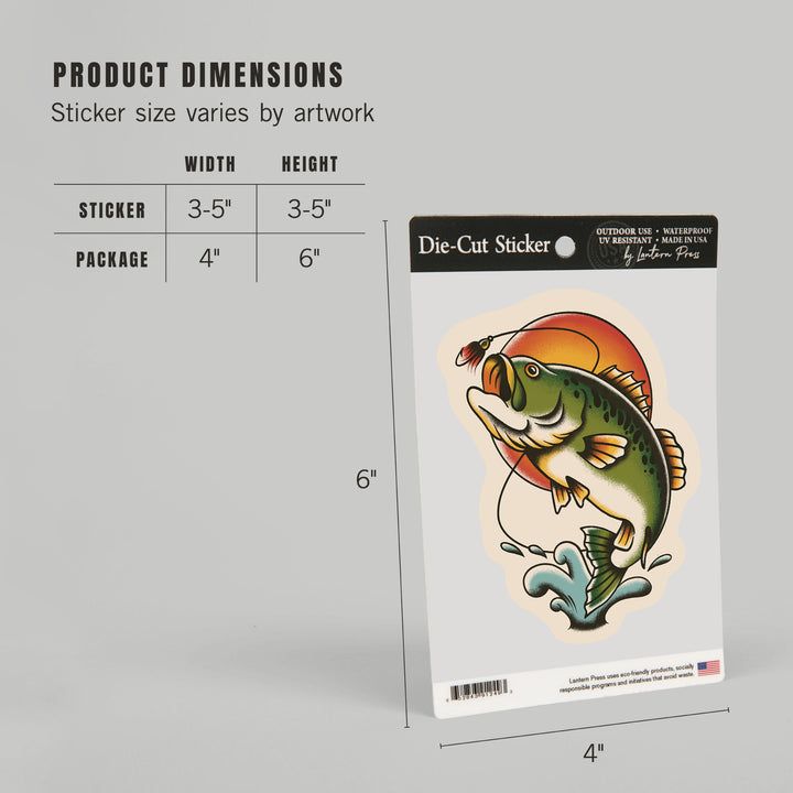 American Traditional, Bass Fishing, Vinyl Sticker