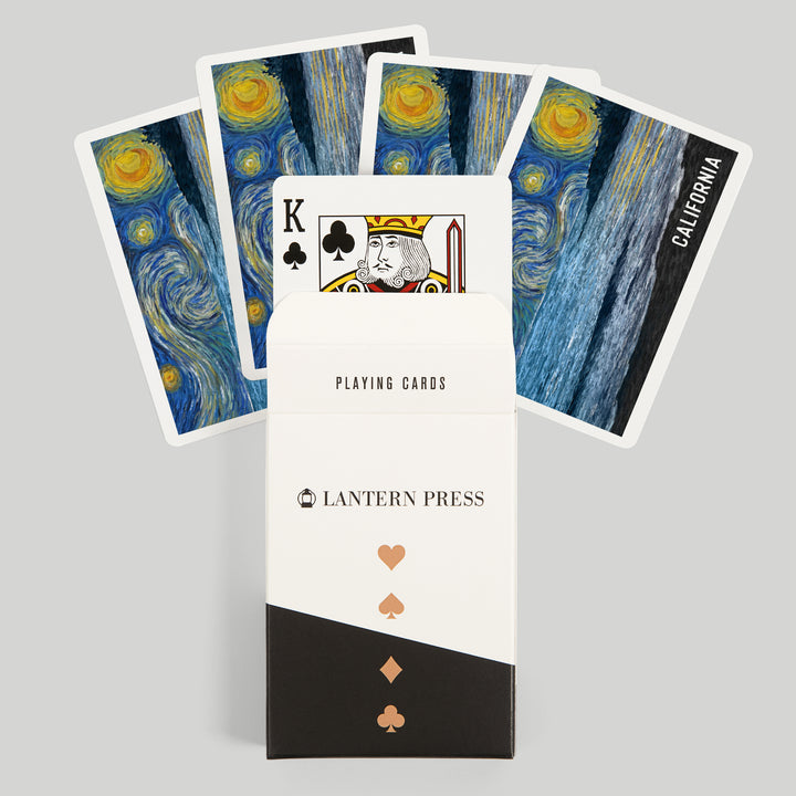 Playing Cards, California, Starry Night, Ocean, 52 Card Deck with Jokers in Box, Unique Art