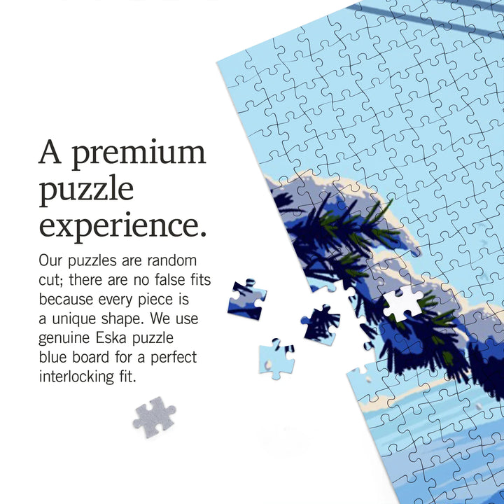 Killington, Vermont, Painterly, Ski Lift Above The Trees, 1000 Piece Jigsaw Puzzle