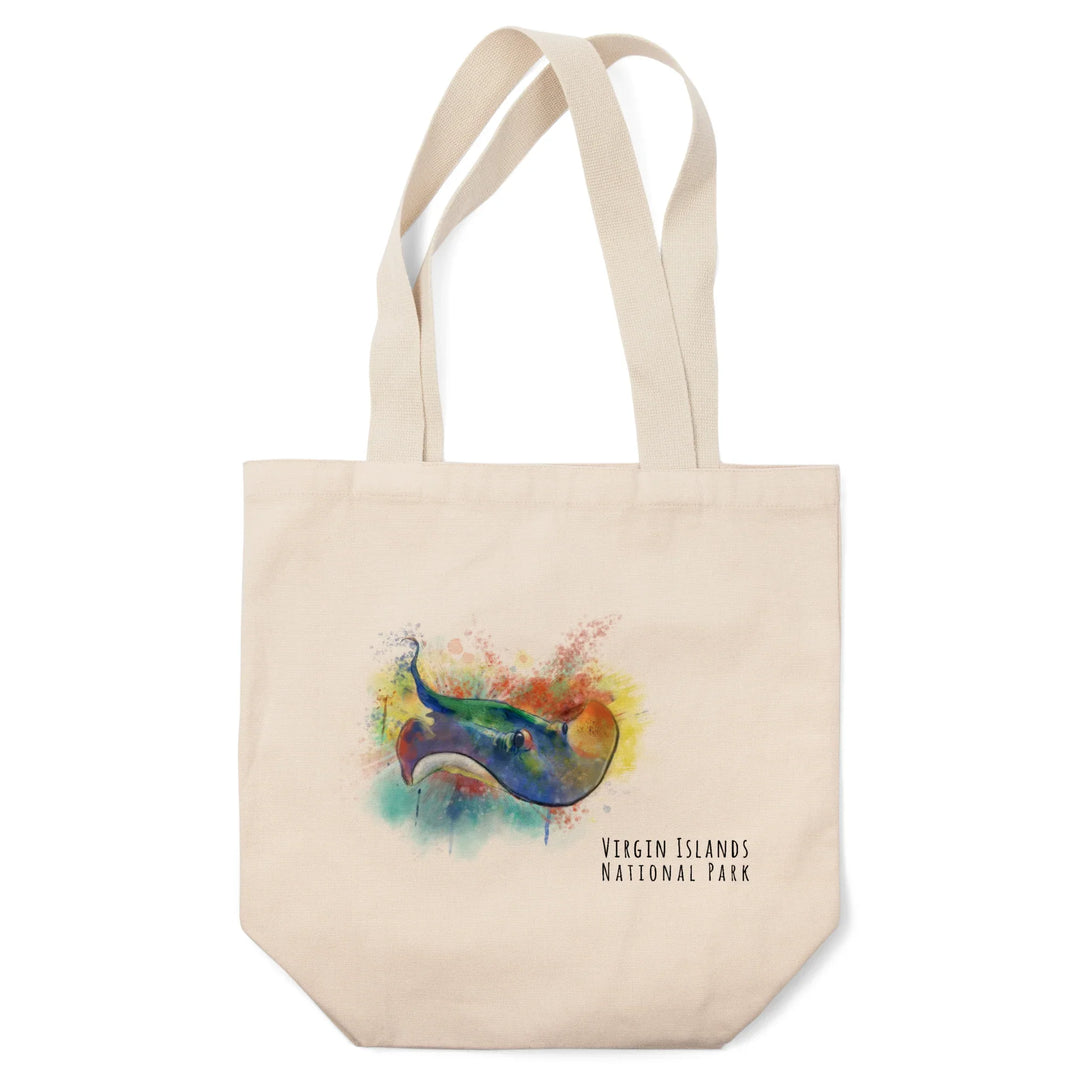 Virgin Islands National Park, Stingray, Watercolor, Tote Bag