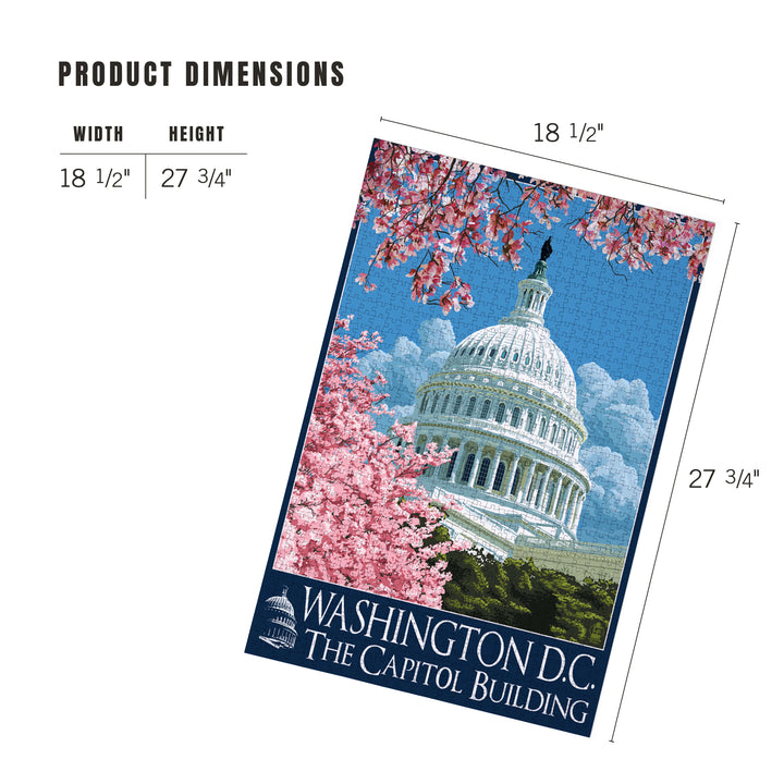 Washington DC, Capitol Building and Cherry Blossoms, Jigsaw Puzzle