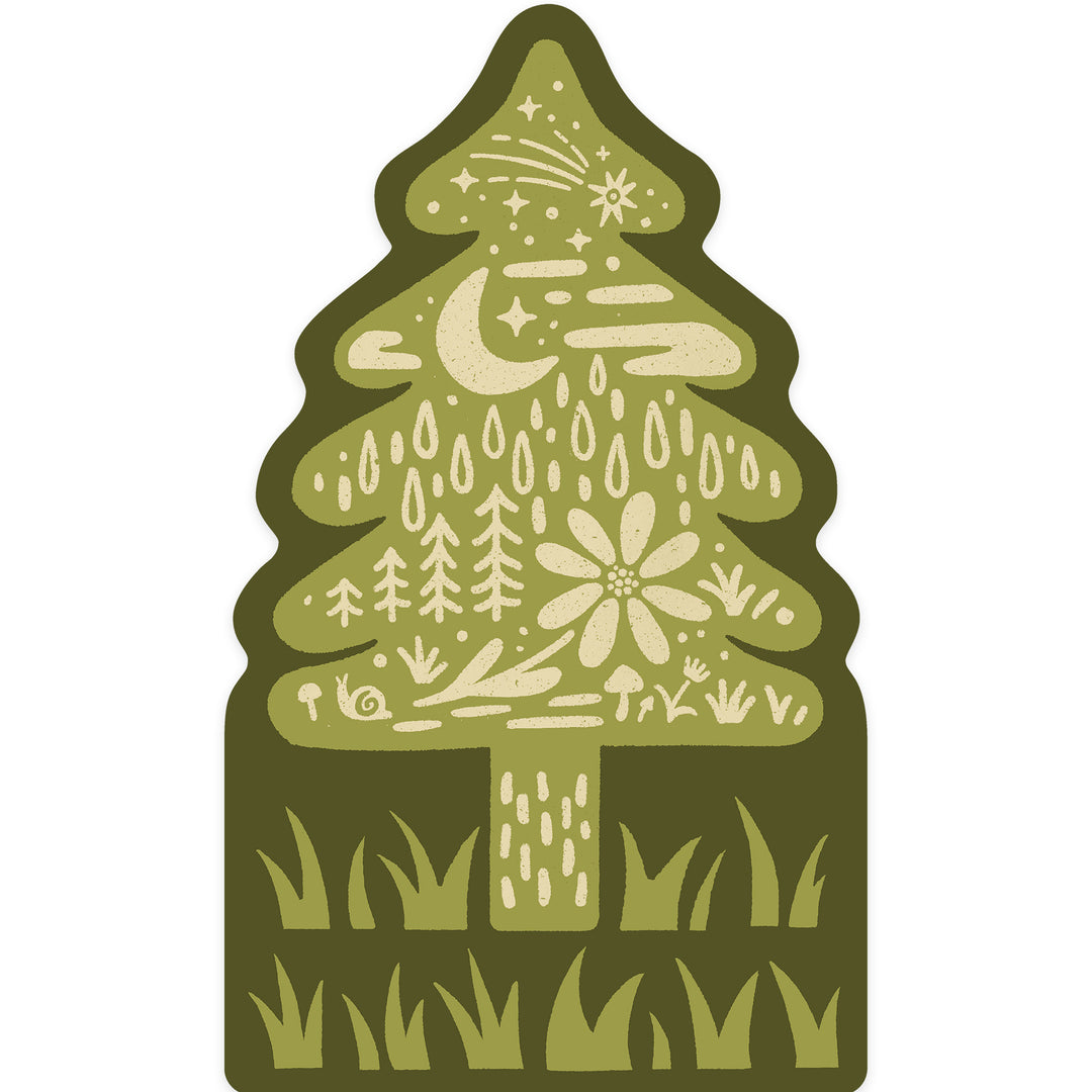 Boho Colorblock, Evergreen, Vinyl Sticker
