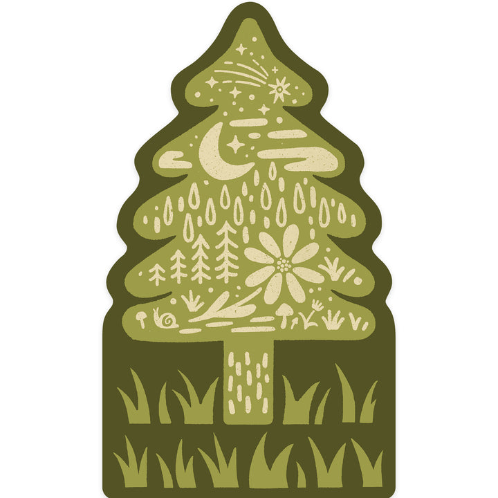Boho Colorblock, Evergreen, Vinyl Sticker