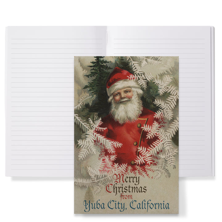 Lined 6x9 Journal, Yuba City, California, Merry Christmas from Santa, Vintage, Artwork, Lay Flat, 193 Pages, FSC paper