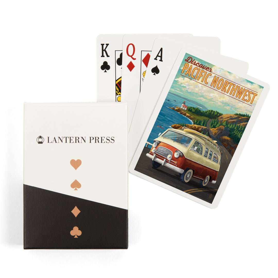 Playing Cards, Pacific Northwest, LP Camper Van, 52 Card Deck with Jokers in Box, Unique Art