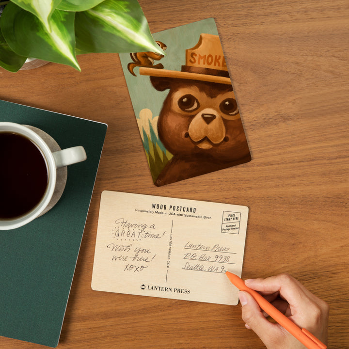 Smokey Bear and Squirrel, Officially Licensed, Wood Sign and Postcards