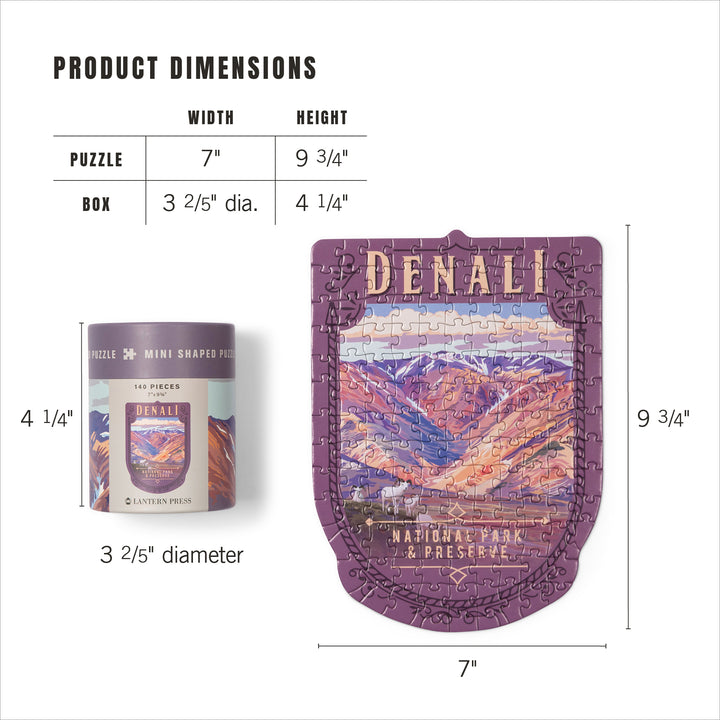 Lantern Press Mini Shaped Adult Jigsaw Puzzle, Protect Our National Parks (Denali)