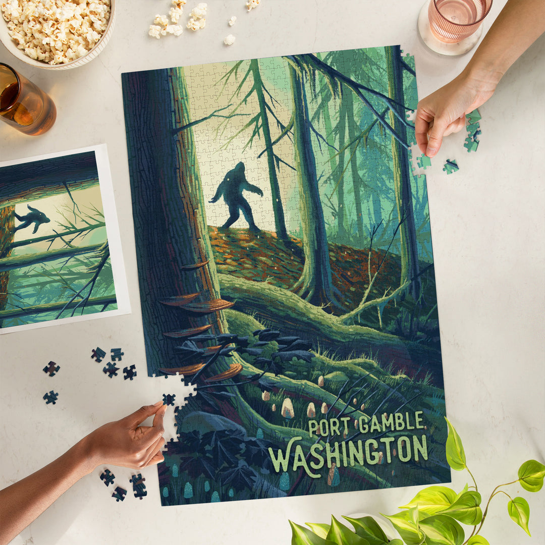 Port Gamble, Washington, Get Outside Series, Wanderer, Bigfoot in Forest, Jigsaw Puzzle