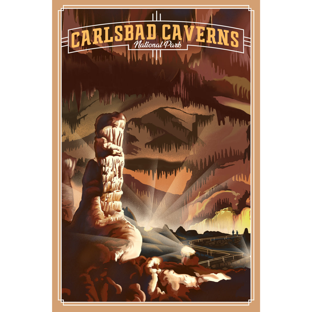 Carlsbad Cavern National Park, Lithograph National Park Series, Stretched Canvas