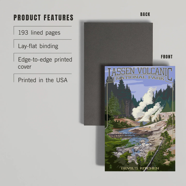 Lined 6x9 Journal, Lassen Volcanic National Park, California, Devil's Kitchen, Lay Flat, 193 Pages, FSC paper